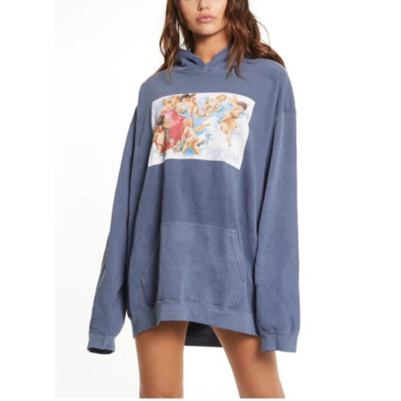 Boys Lie Hoodie Oversized One Size Long Sweatshirt Angels Cherub Graphic Print - Picture 1 of 16